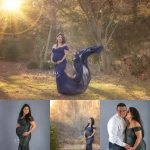 Navy Maternity gown, black sequence pregnancy dress