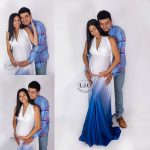Maternity session, pregnancy posing, styled photo shoot grey studio, posing with dad